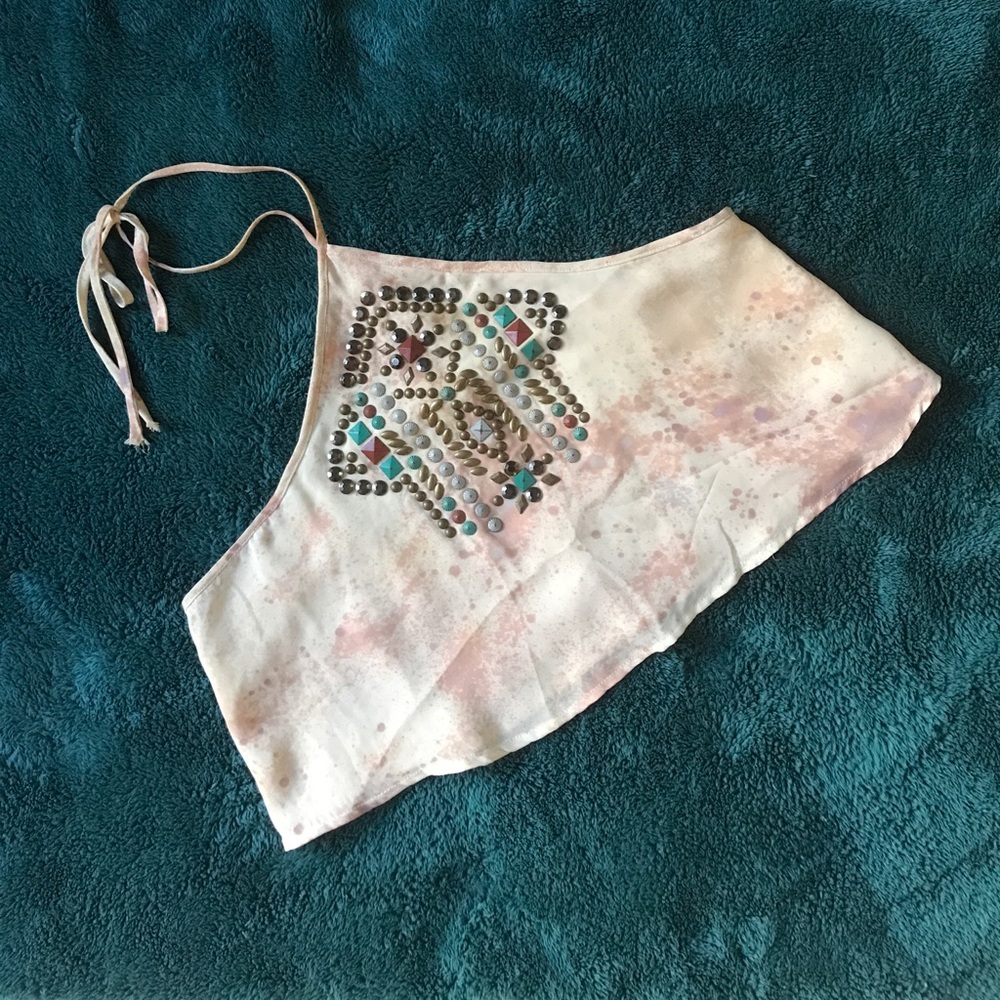ECOTE Embellished Halter Crop Top